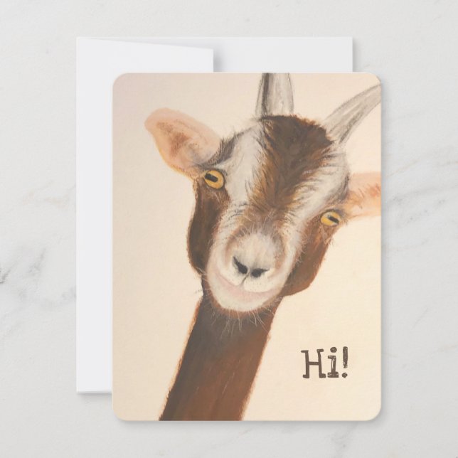 Goat saying "hi" Note card (Front)