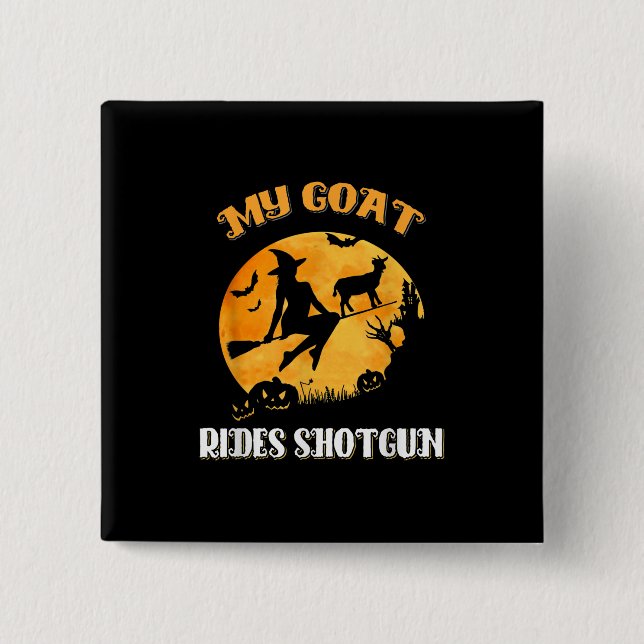 Goat Shotgun Scary Halloween Button (Front)