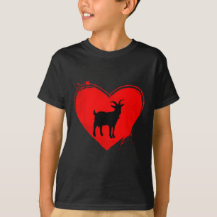 Goat Silhouette Heart Shape Valentine Goat Lovers  T-Shirt