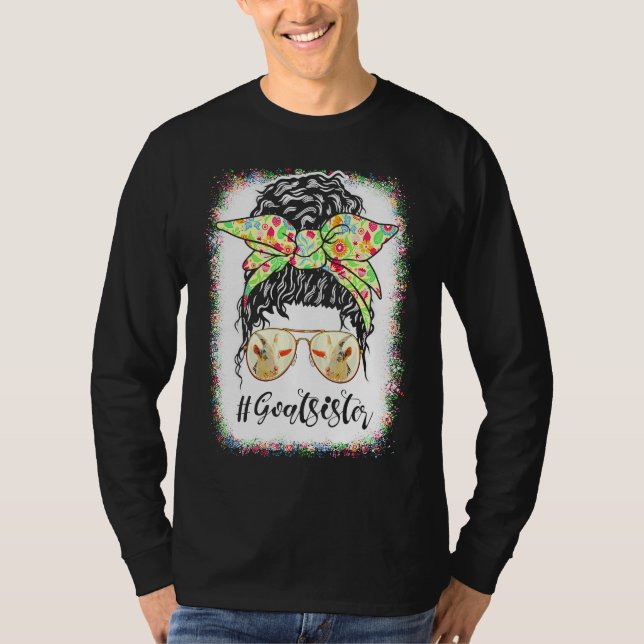 Goat Sister Messy Bun Life Hair Glasses For Mother T-Shirt (Front)