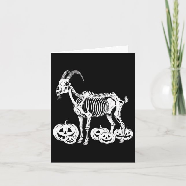 Goat Skeleton Birthday Halloween Mens Womens Kids  Card (Front)