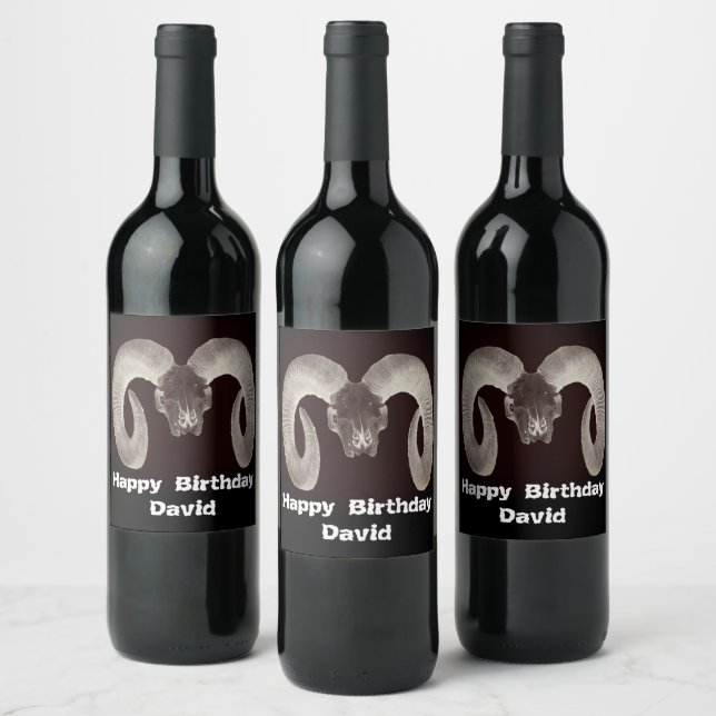 Goat Skull Face ,and Personalized Wine Label (Bottles)