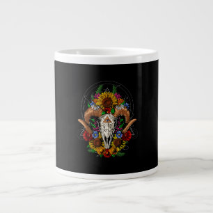 Goat Skull Psychedelic Sunflowers Giant Coffee Mug