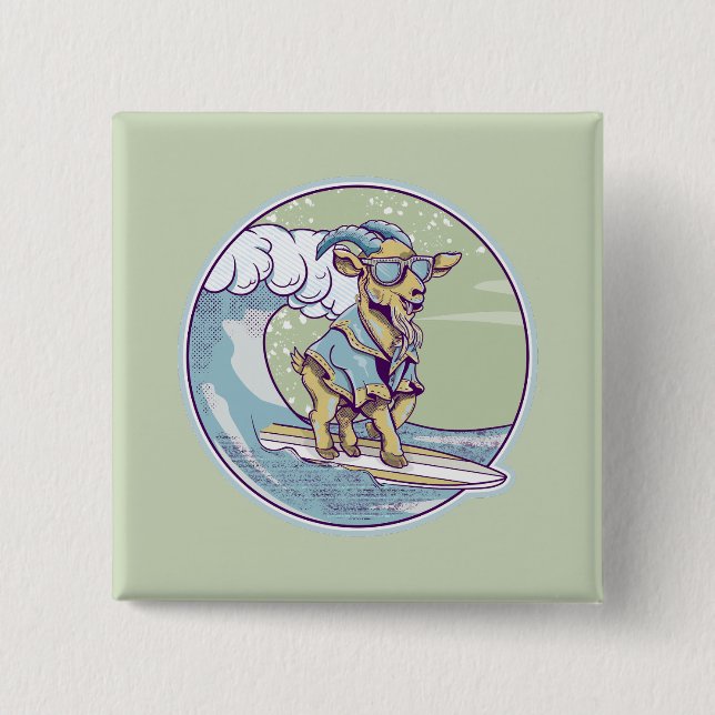 Goat Surfing Button (Front)