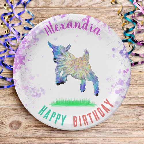 Goat Themed Birthday Party Colorful Paper Plates