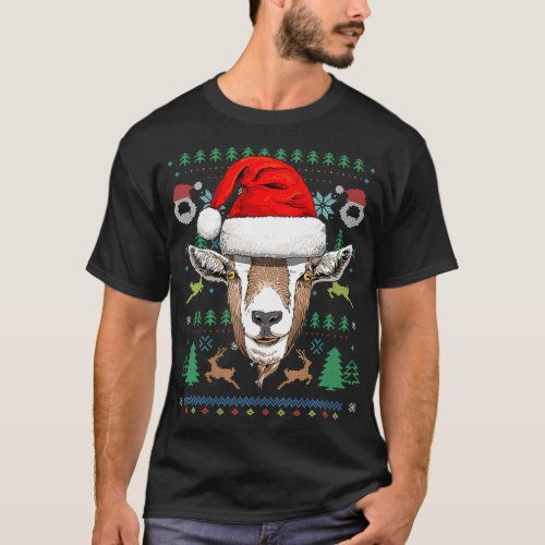 Goat Ugly Christmas Santa Hat Xmas Gifts Kids Boys T_Shirt