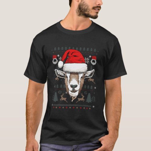 Goat Ugly Christmas Santa Hat Xmas Gifts Kids Boys T_Shirt