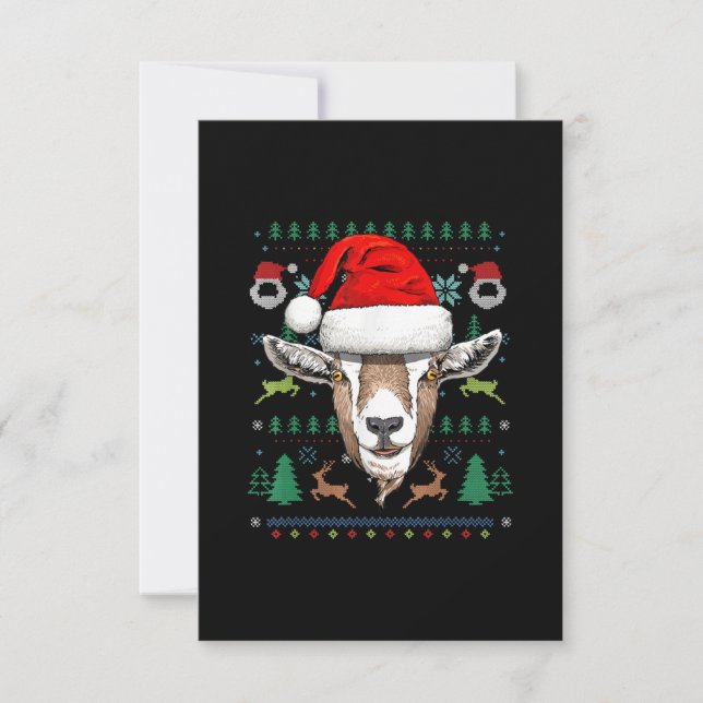 Goat Ugly Christmas Santa Xmas Gift RSVP Card (Front)
