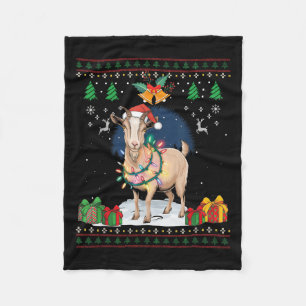 Goat Ugly Christmas Sweater Goat Lover Farmer Xmas Fleece Blanket