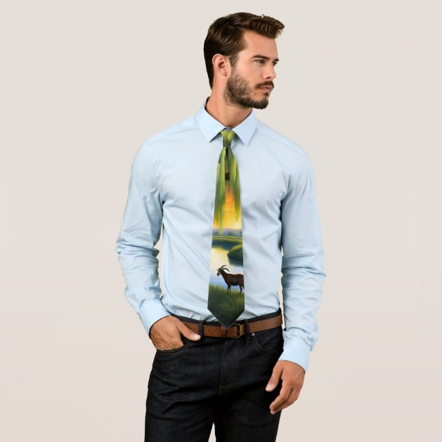 Goat under the willow tree neck tie (In Situ)