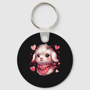Goat Valentine Hearts Keychain