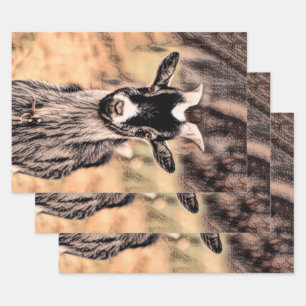 Goat Vintage Country Farm Animal Decoupage Wrapping Paper Sheets