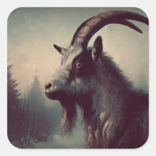 Goat Vintage Illustration Square Sticker