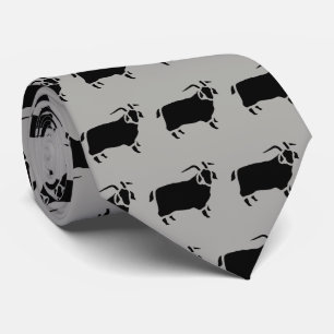 Goat Vintage Wood Engraving Neck Tie