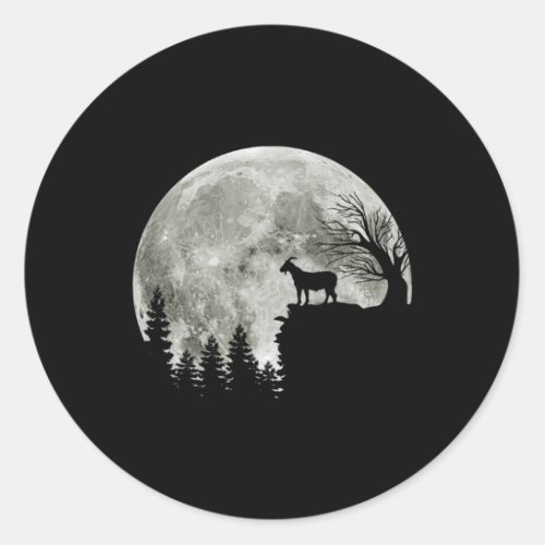 Goat Walking On Mountain Goat Moon Lover Classic Round Sticker