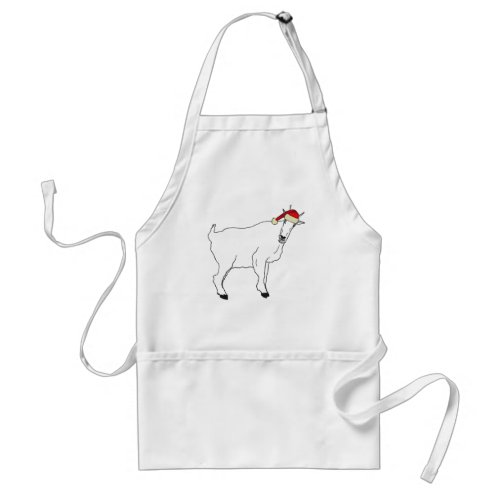 Goat wearing a Santa hat Drawing Adult Apron