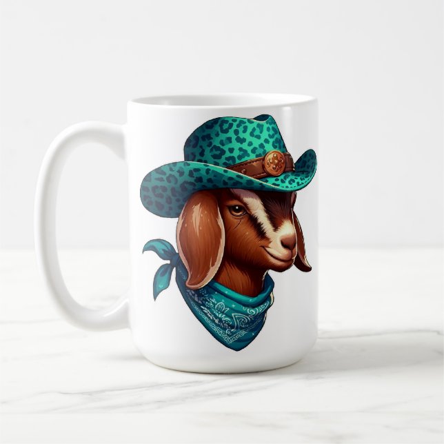Goat Wearing a Stylish Cowboy Hat and Bandana Coffee Mug (Left)