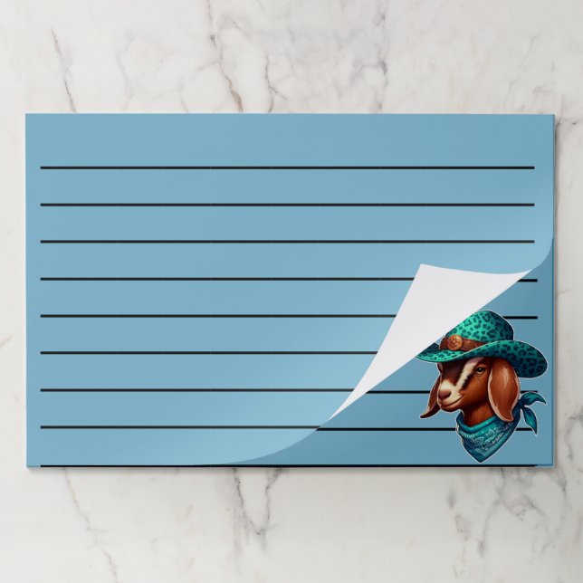 Goat Wearing a Stylish Cowboy Hat and Bandana Paper Pad (Folded)