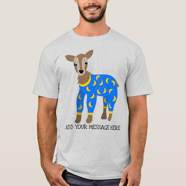 Goat Wearing Pajamas Illustration Personalized T-Shirt (Front)