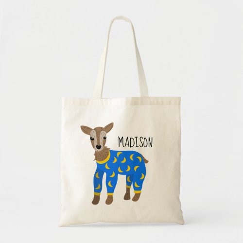 Goat Wearing Pajamas Illustration Personalized Tote Bag