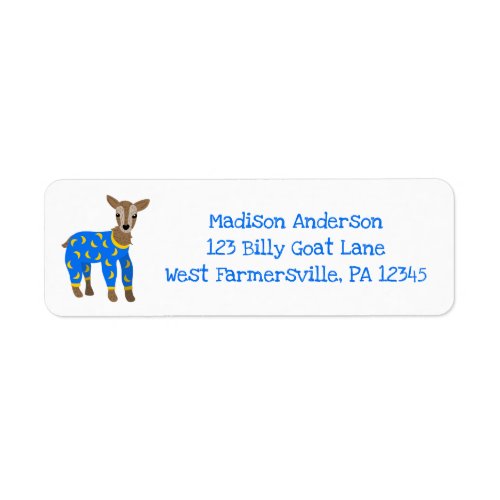 Goat Wearing Pajamas Illustration Return Address Label