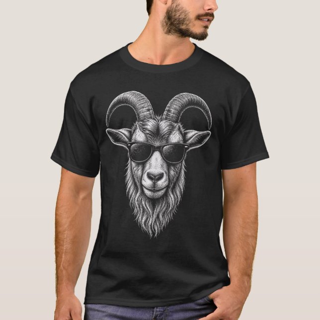 Goat Wearing Sunglasses T-Shirt (Front)