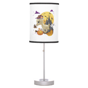 Goat Witch Broom Pumpkin Halloween Costume Table Lamp