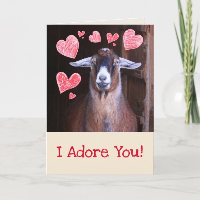 Goat With A Crush Valentine's Day Holiday Card (Front)