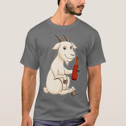 Goat with Bottle Beer T_Shirt
