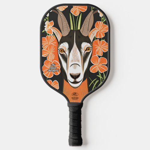 Goat with Flowers Pickleball Paddle