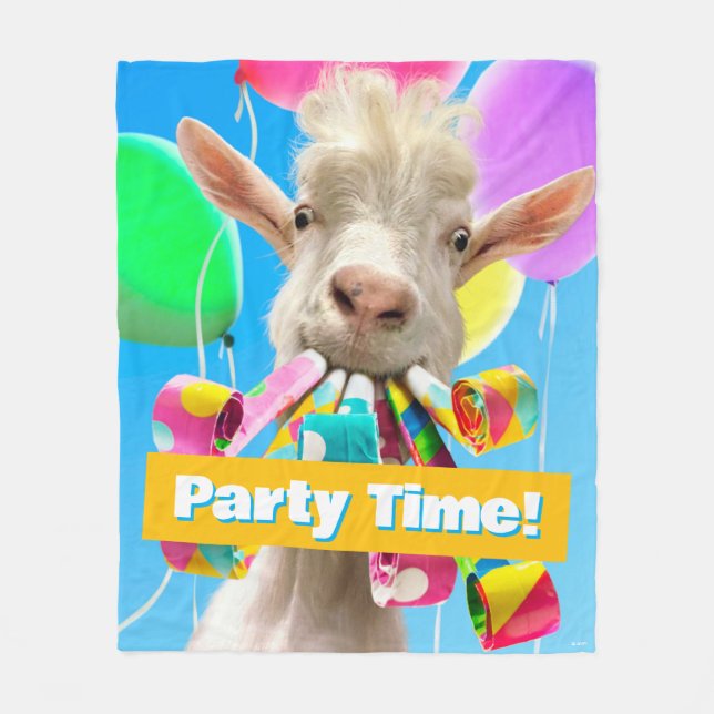Goat with Party Blowers Fleece Blanket (Front)