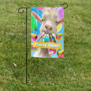 Goat with Party Blowers Garden Flag