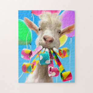 Goat with Party Blowers Jigsaw Puzzle