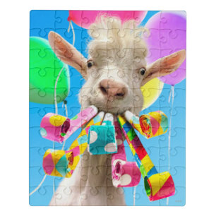 Goat with Party Blowers Jigsaw Puzzle