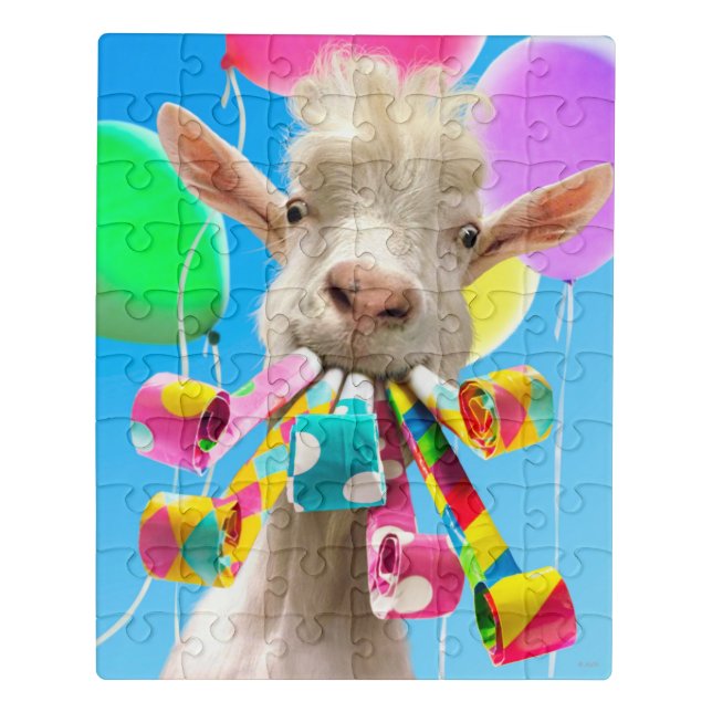 Goat with Party Blowers Jigsaw Puzzle (Puzzle Vertical)