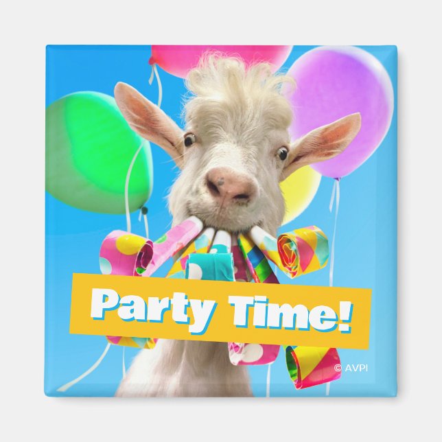 Goat with Party Blowers Magnet (Front)