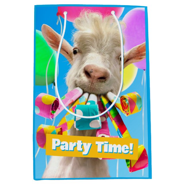 Goat with Party Blowers Medium Gift Bag (Front)