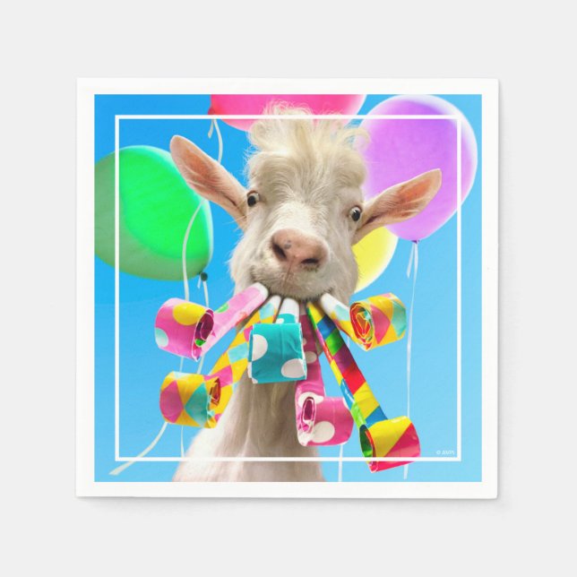 Goat with Party Blowers Napkins (Front)