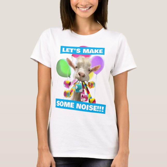 Goat with Party Blowers T-Shirt (Front)