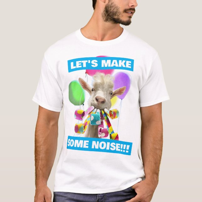 Goat with Party Blowers T-Shirt (Front)