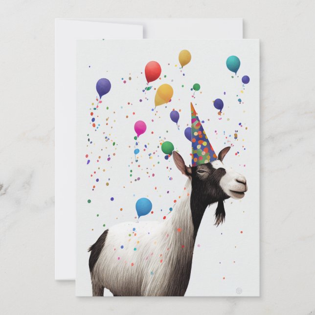 Goat with Party Hat Flat Greeting Card (Front)