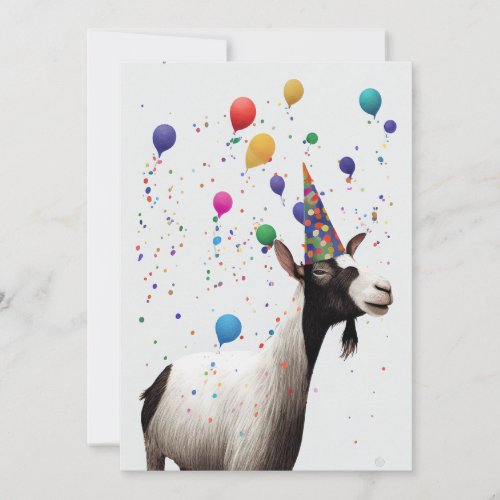 Goat with Party Hat Flat Greeting Card