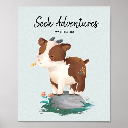 Goat â Woodland Animal Seek Adventure Illustration Poster
