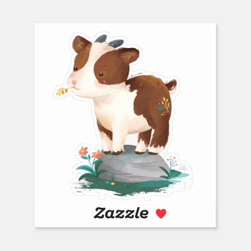 Goat  Woodland Forest Rustic Animal Illustration Sticker