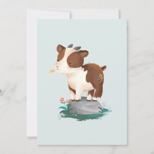 Goat  Woodland Forest Rustic Animal Illustration Thank You Card