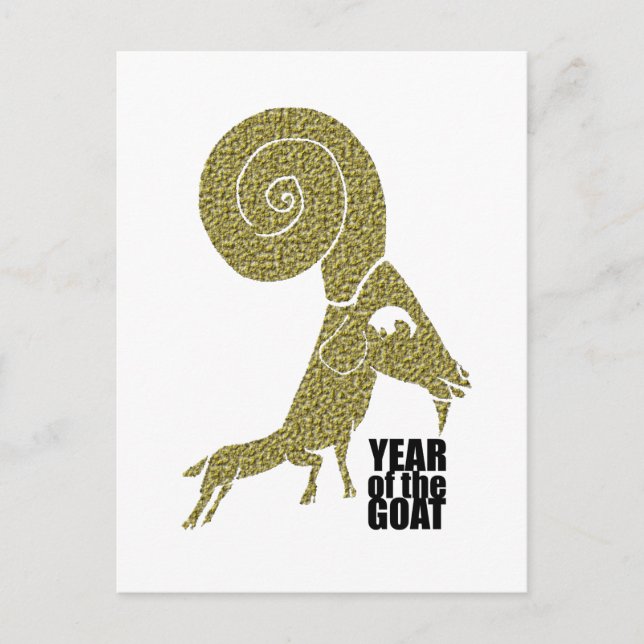Goat Year Chinese Zodiac Gold embossed effect Postcard (Front)