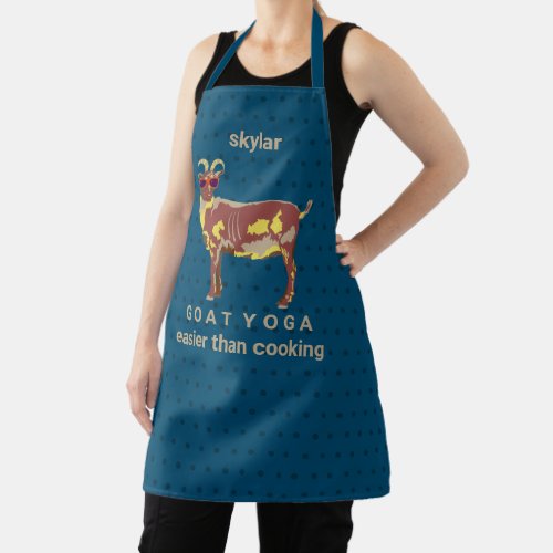 Goat Yoga Brown Funny Easier Than Cooking Apron