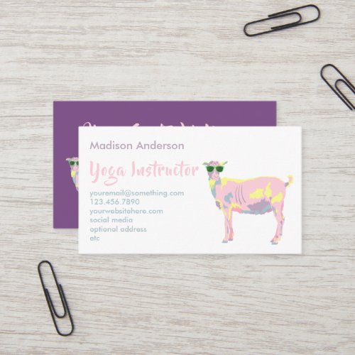 Goat Yoga Pastels Cute Custom Yoga Instructor Business Card