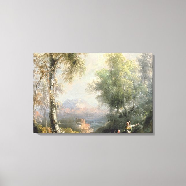 Goatherds in mountainous Spanish landscape Canvas Print (Front)