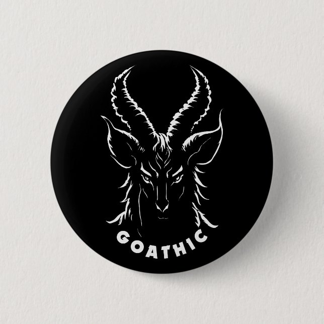 Goathic | Gothic Pun | Satanic Goat Button (Front)